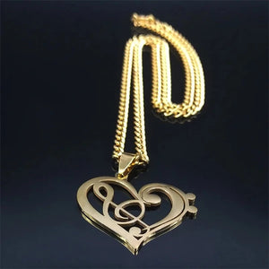 Music Heart Note Necklace