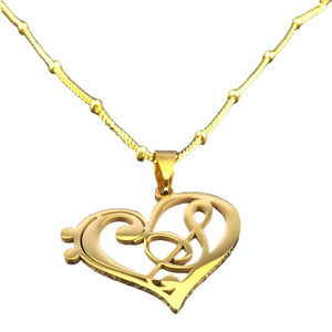Music Heart Note Necklace