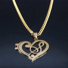 Load image into Gallery viewer, Music Heart Note Necklace