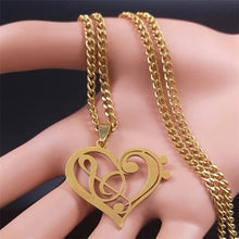 Load image into Gallery viewer, Music Heart Note Necklace