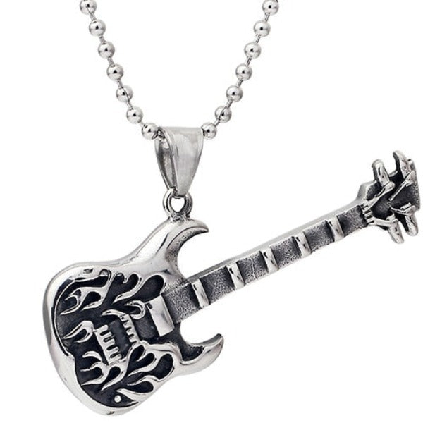 Flaming SG Guitar Necklace