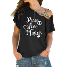 Load image into Gallery viewer, Peace, Love, Music Tee