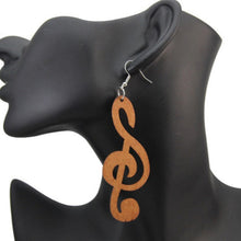 Load image into Gallery viewer, Wooden Music Note Earrings