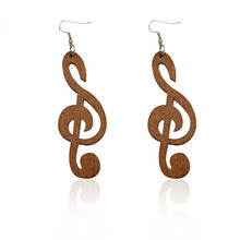 Load image into Gallery viewer, Wooden Music Note Earrings