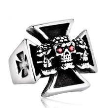 Load image into Gallery viewer, Skulls and Iron Cross Ring