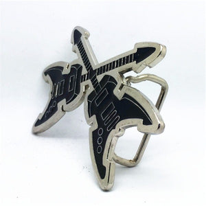 Crossed Guitar Belt Buckle