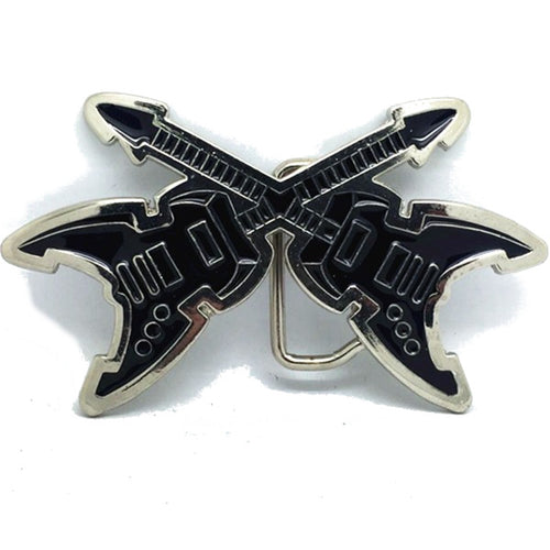 Crossed Guitar Belt Buckle